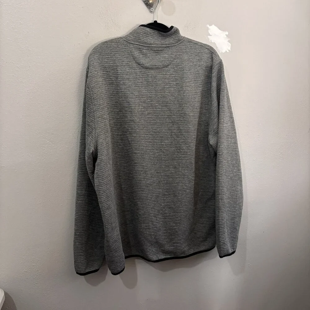 J Crew Authentic Fleece Quarter Snap Sweater Gray/Black Mens XXL Quilted Preppy